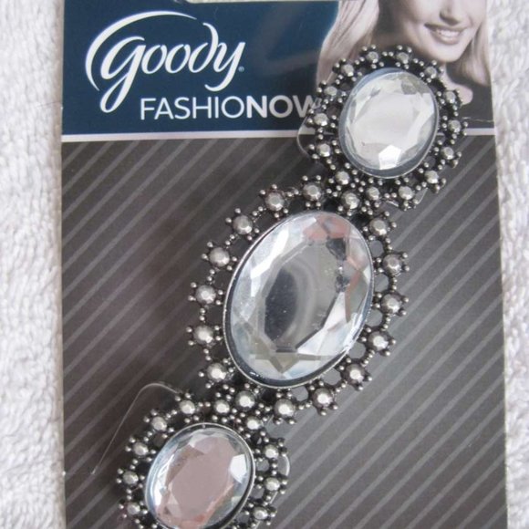 1 Goody Amelia Fashionow Rhinestone Diamond Fancy Metal Hair Barrette Silver Pew - Picture 7 of 8